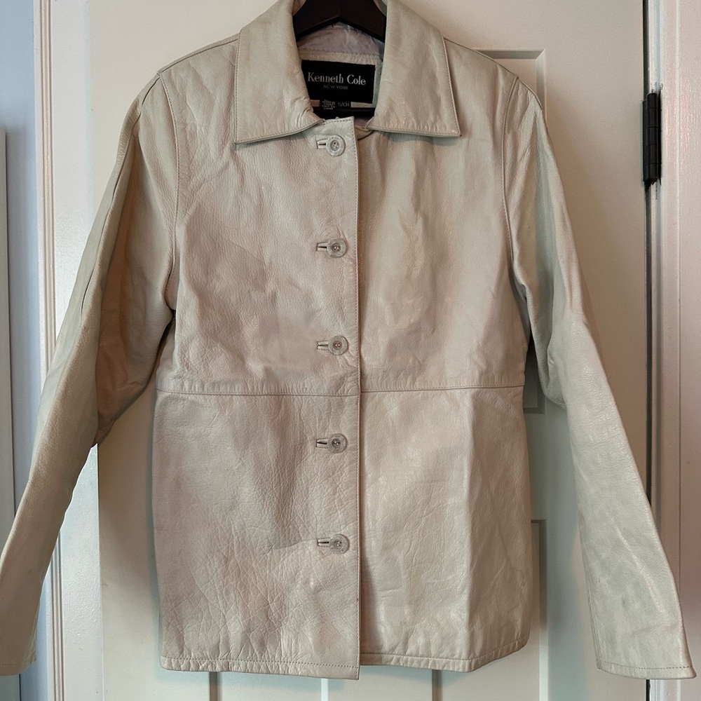 Vintage Kenneth Cole New York Leather Jacket in Off White